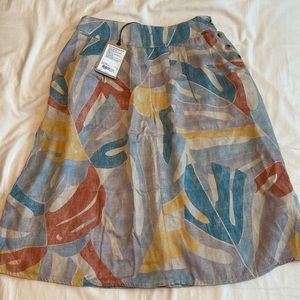 Prana Willow Sways Palm Print Muted Tropical Midi Skirt- NWT